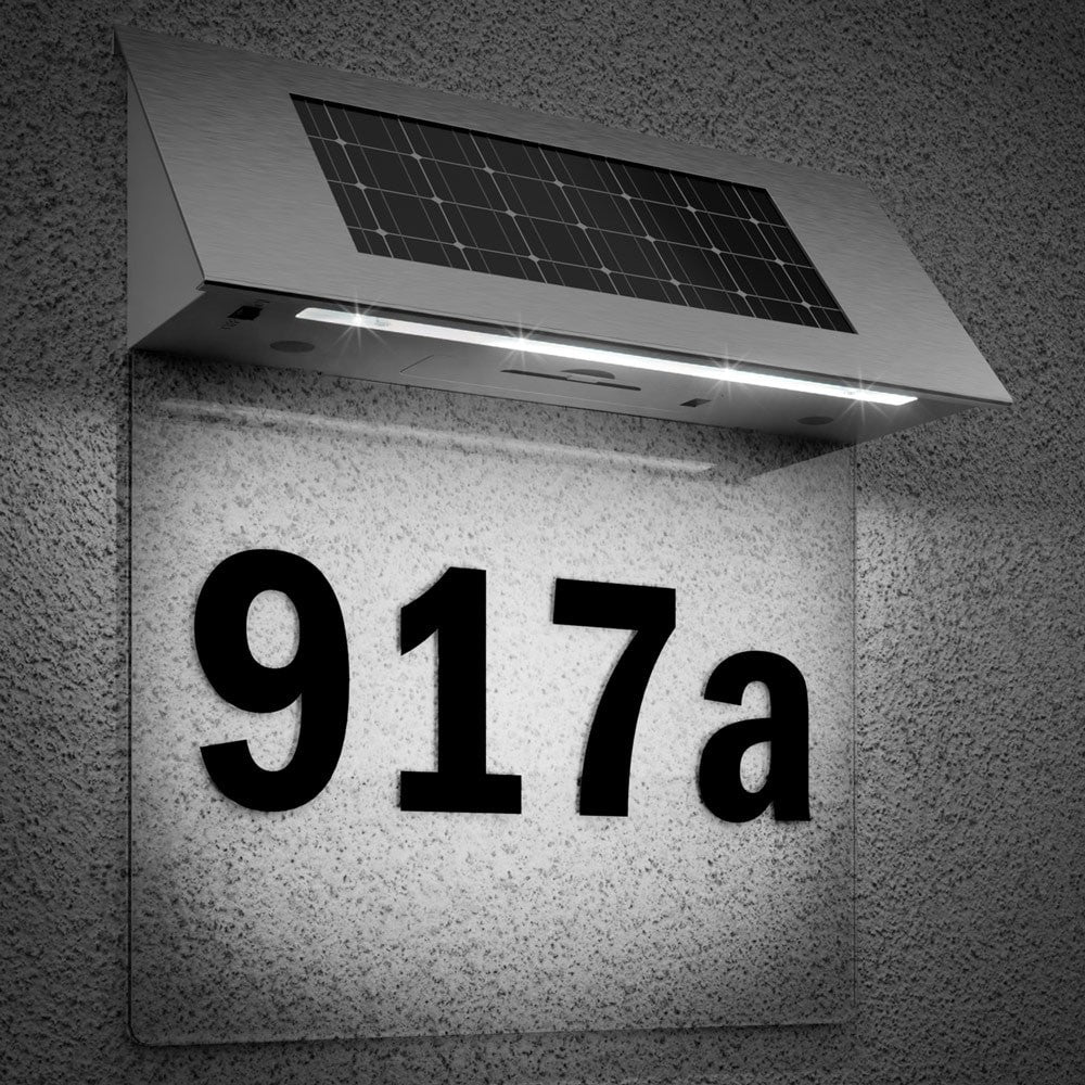 Solarbetriebenes Hausnummernschild Mit Leds