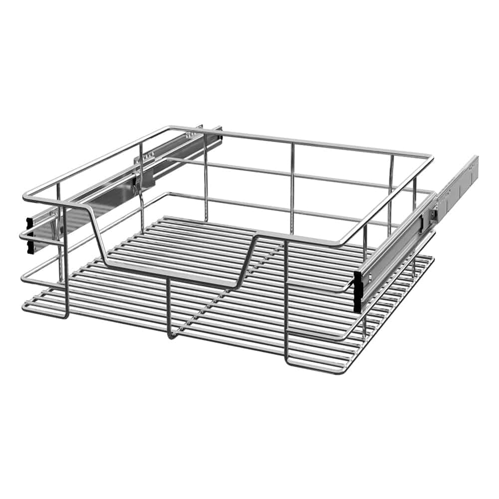 Teleskop-nachrüstschublade 50 Cm, Verchromtes Metall, Tragkraft 25 Kg
