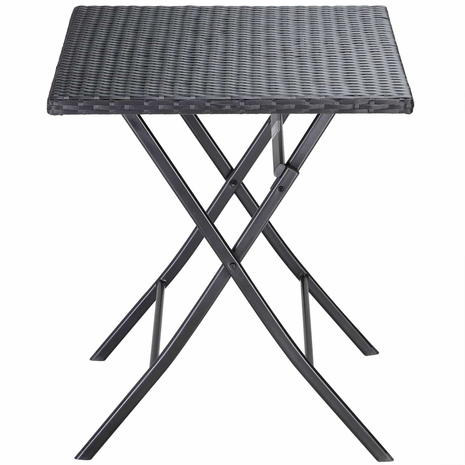 Klapptisch Aus Rattan, Schwarz, 63 X 73 Cm, Für Den Innen- Und Außenbereich
