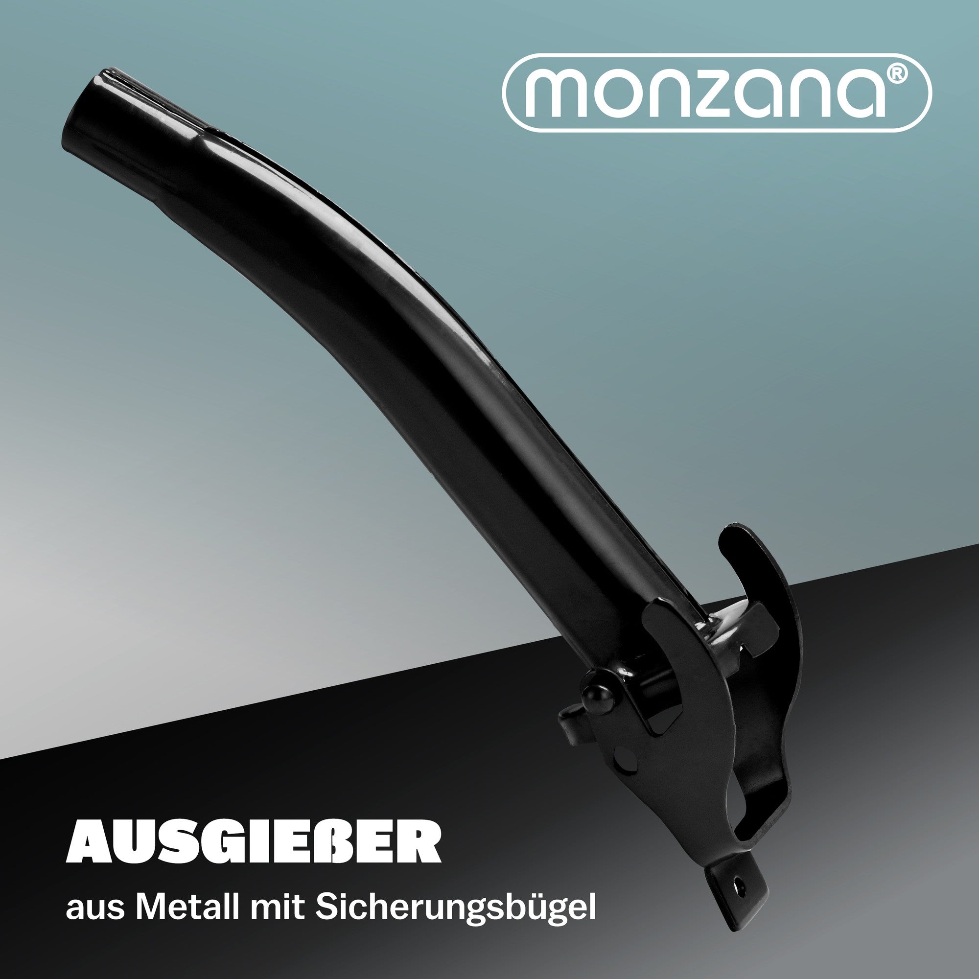 Schwarzer Metallausgießer Für Benzinkanister Mit Sicherheitshalterung