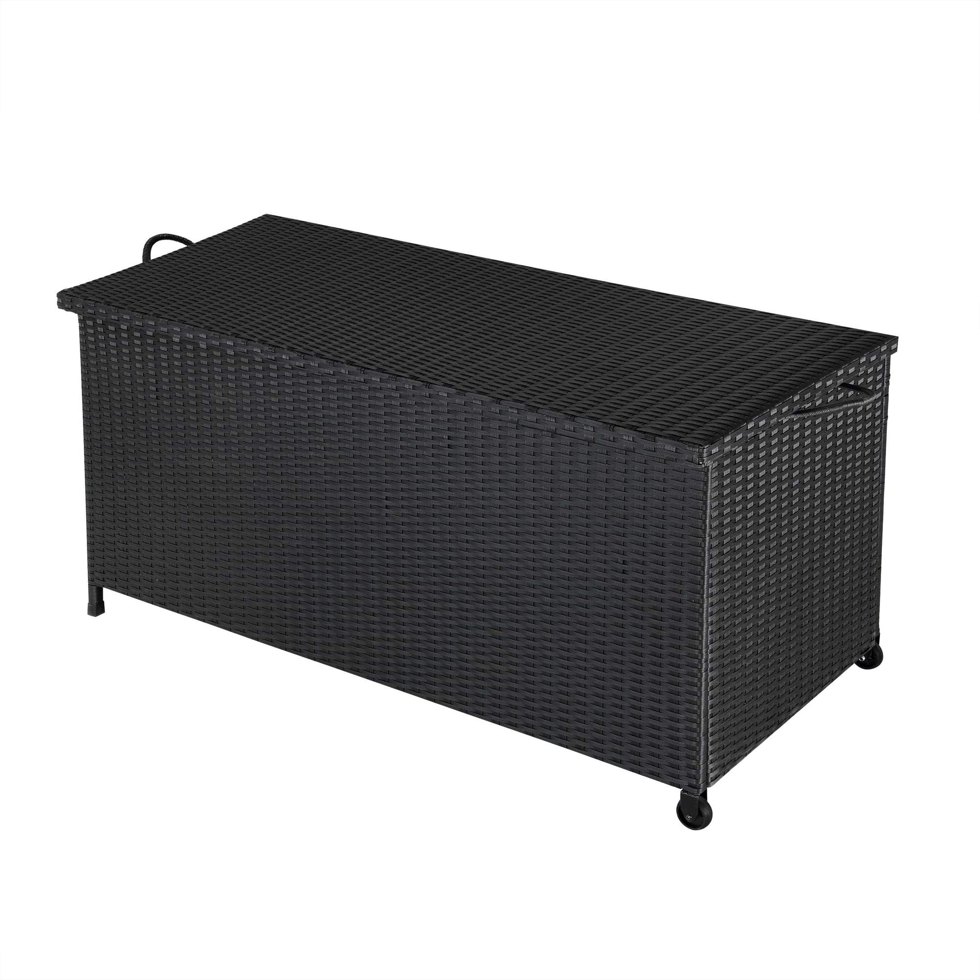 Gartenaufbewahrungsbox Aus Rattan, Schwarz, 270 L, Wasserdicht
