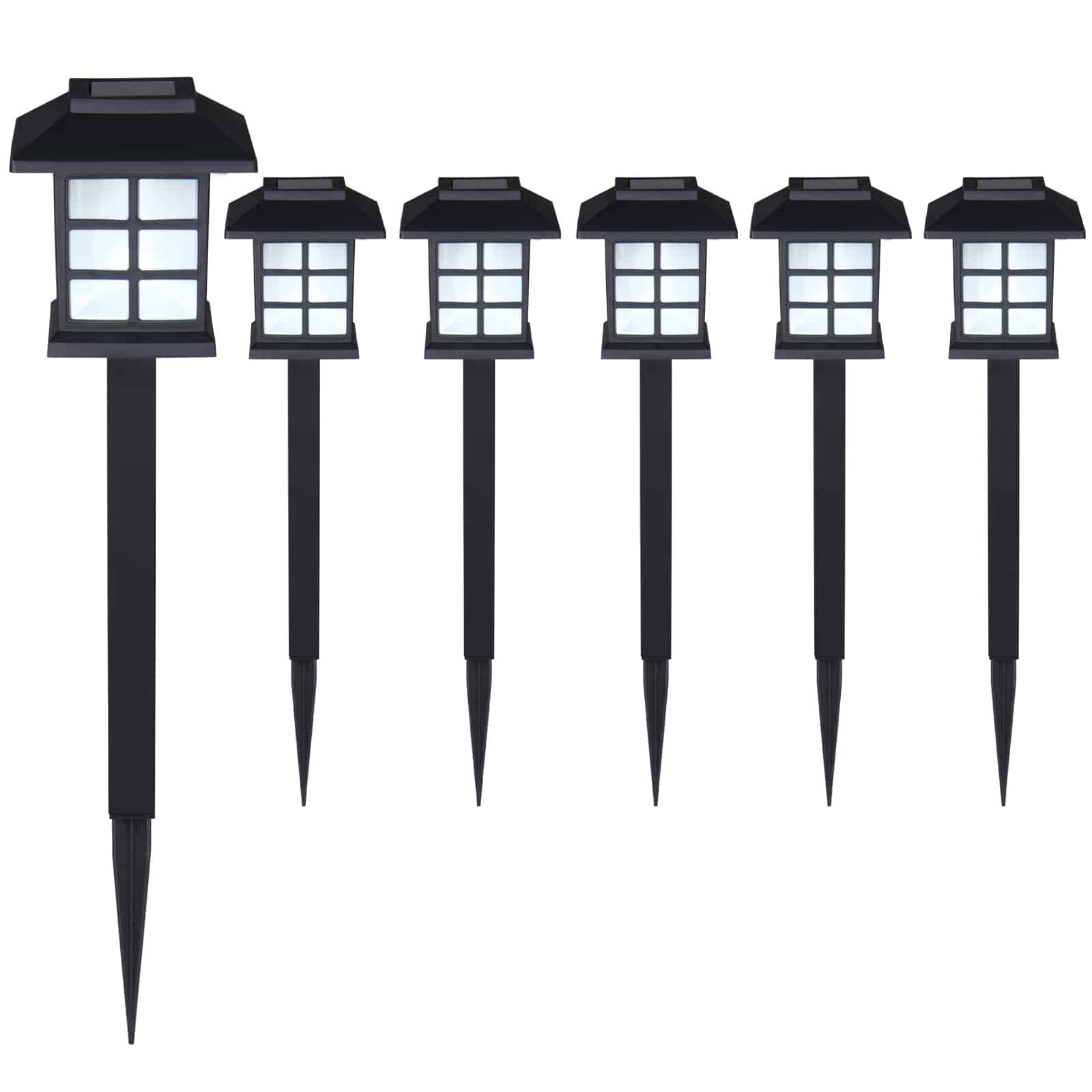 Solar-wegeleuchten, 6er-pack, Schwarz, Warmweißes Led-licht