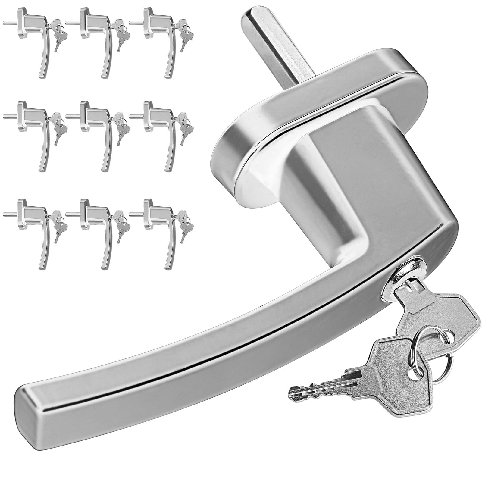Abschließbares Fenstergriffset, 2-teilig, Silberfarben, Kindersicher