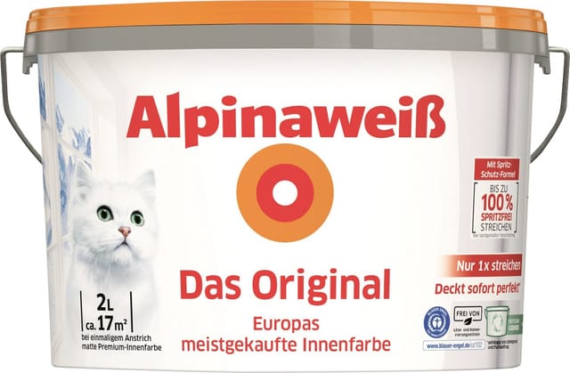ALPINA Dispersionsfarbe »Alpinaweiß Das Original«, weiß, matt, 2 l - weiss