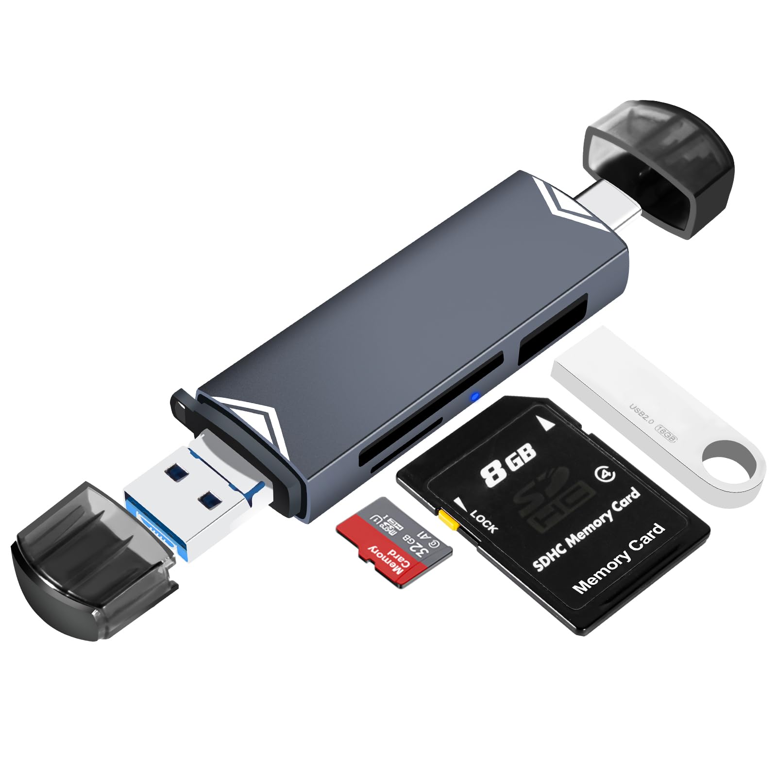Sd-kartenleser, Usb-kartenleser Mit Drei Anschlüssen (a/c/micro), 3-in-1-kartenleser, Micro-sd-adapter Für Usb/sd/micro-sd/tf/sdhc/sdxc-flash-laufwerke, Kompatibel Mit Laptops Und Mobiltelefonen
