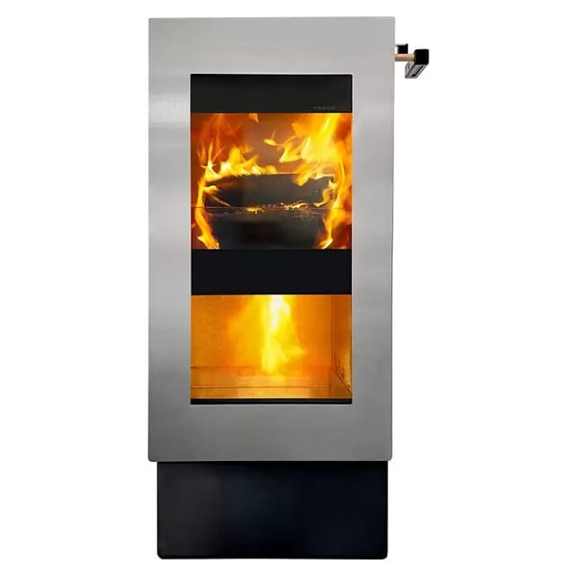 XEOOS® Kaminofen »x8 PATAGONIA«, silberfarben, Edelstahl, 8 kW - grau