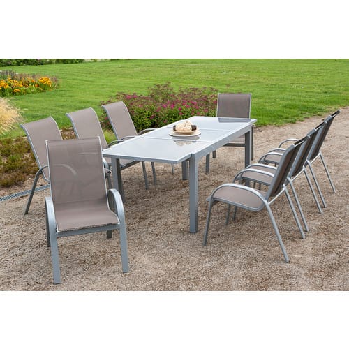 Gartenmöbel »Amalfi«, 8 Sitzplätze, Aluminium - grau
