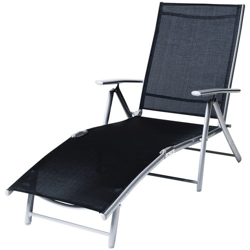 MERXX Deckchair, Aluminium/Stahl/Textilen, 5-fach verstellbare Rückenlehne/Klappfunktion - silberfarben