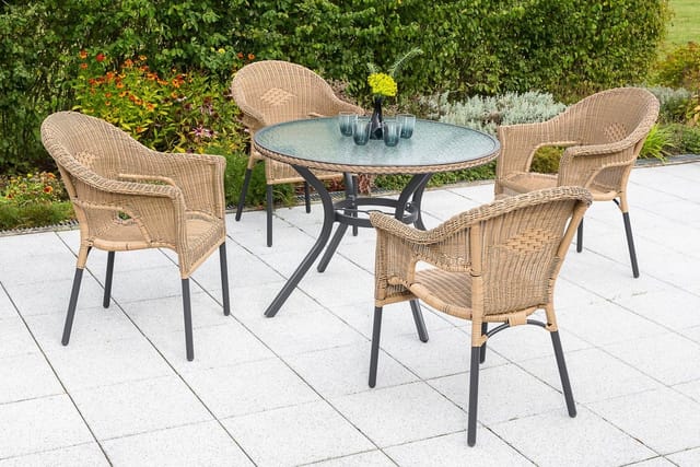 MERXX Tisch »Ravenna«, mit Sicherheitsglas-Tischplatte, Ø x H: 104 x 74 cm - beige