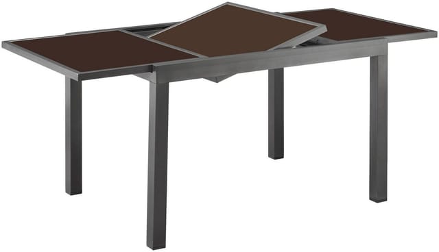 Ausziehtisch, BxHxL: 90 x 75 x 180 cm, Tischplatte: Sicherheitsglas - braun