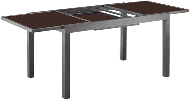 Ausziehtisch, BxHxL: 90 x 75 x 200 cm, Tischplatte: Sicherheitsglas - braun