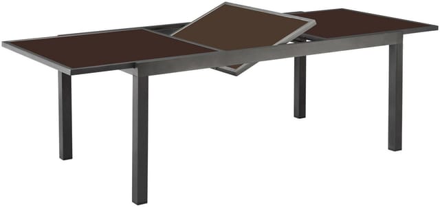 Ausziehtisch, BxHxL: 100 x 75 x 240 cm, Tischplatte: Sicherheitsglas - braun