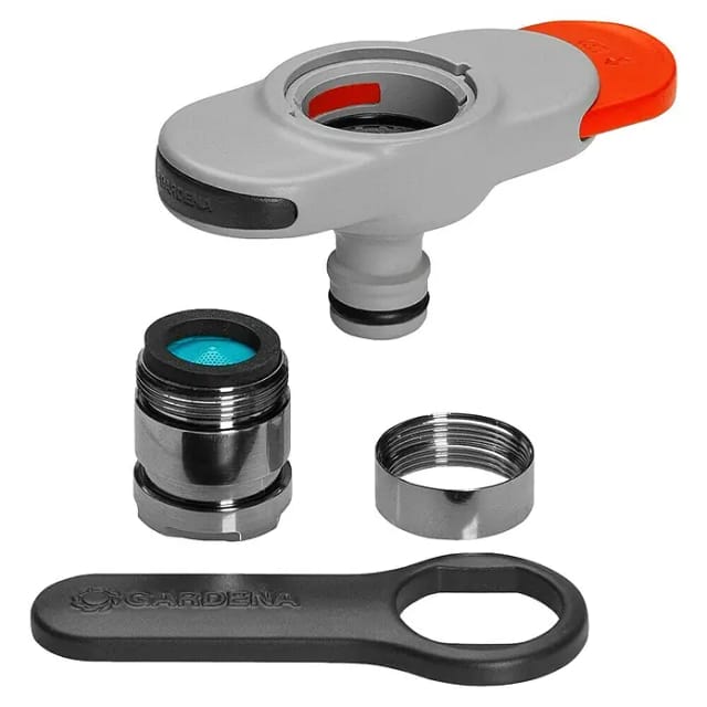 GARDENA Hahnverbinder, für Indoor-Wasserhähne, LxBxH: 9,6x3,8x4 cm, grau/orange/schwarz - bunt