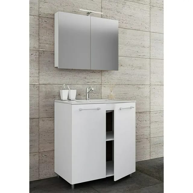 VCM Badmöbel-Set Breite Waschtisch: 80 cm, ohne Beleuchtung - weiss