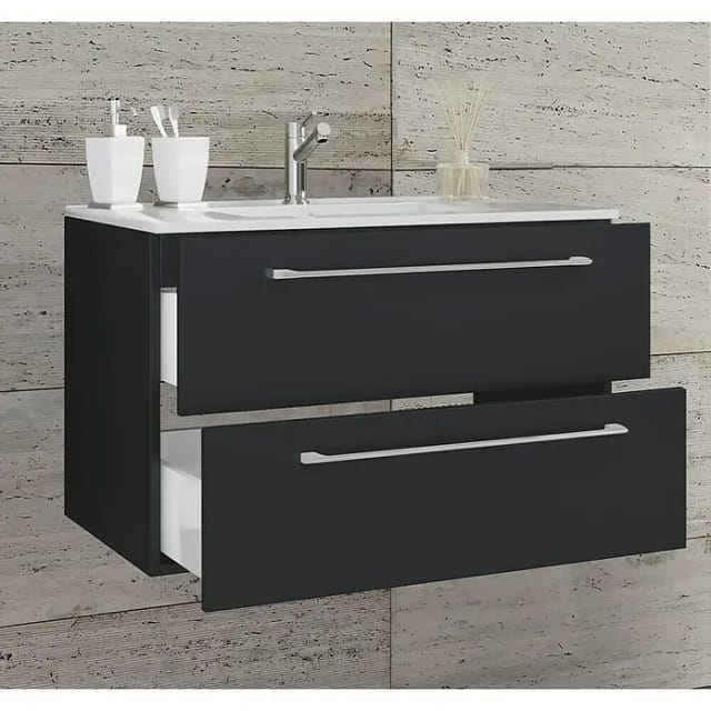 VCM Waschtisch-Set, Breite Waschtisch: 80 cm - schwarz