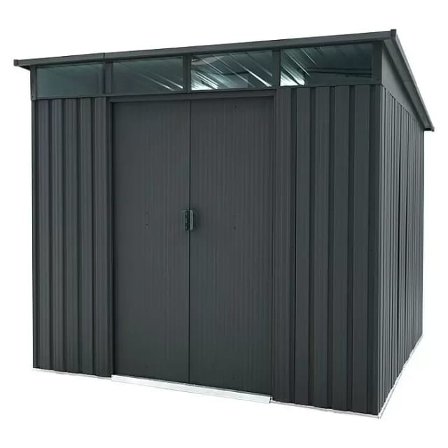 PERGART Gerätehaus »Lübeck 89«, Metall, BxHxT: 238 x 203 x 278 cm (Außenmaße inkl. Dachüberstand) - grau