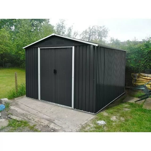 PERGART Gerätehaus »Dresden II«, Metall, BxHxT: 301 x 214 x 238 cm (Außenmaße inkl. Dachüberstand) - grau