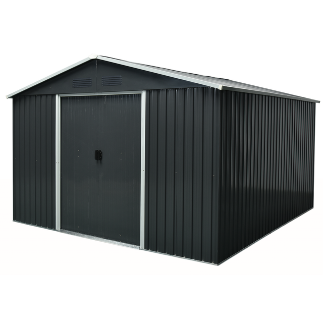 PERGART Gerätehaus »Dresden II«, Metall, BxHxT: 301 x 214 x 367 cm (Außenmaße inkl. Dachüberstand) - grau