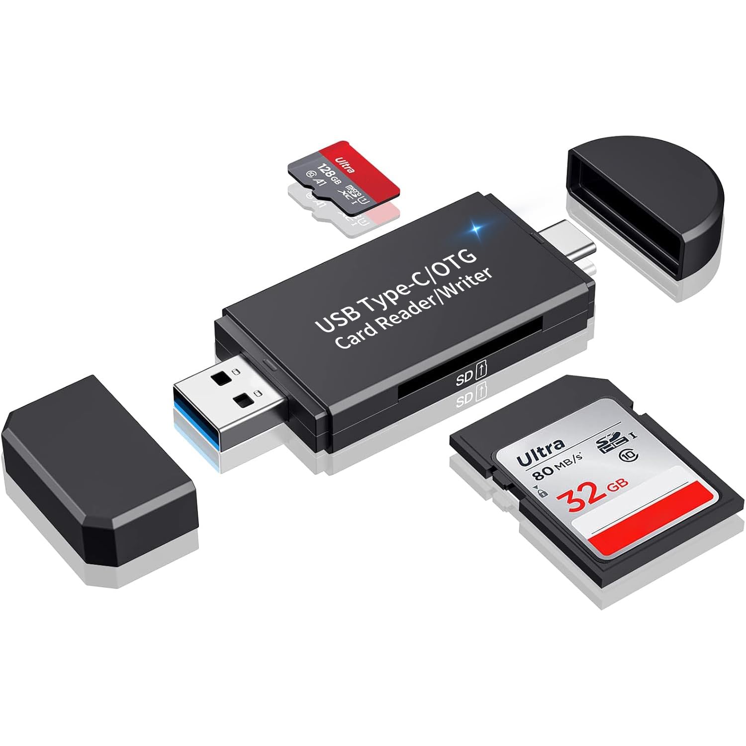 Sd-kartenleser, Micro-sd-3.0-kartenleser Und Usb-c-kartenleser Otg Sd-adapter Für Sdxc-, Sdhc-, Sd-mmc-, Tf-rs-mmc-micro-sd- Und Uhs-i-karten Mit Windows-smartphones, Laptops Usw.