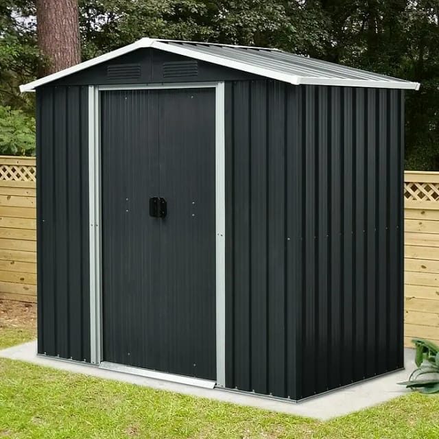 PERGART Gerätehaus »Düsseldorf II«, Metall, BxHxT: 194 x 184 x 110 cm (Außenmaße inkl. Dachüberstand) - grau