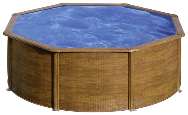 GRE Rundpool, Holzoptik, ØxH: 350 x 120 cm - braun