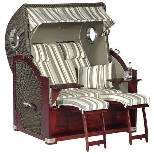 SUNNY SMART Strandkorb »Rustikal«, BxHxT: 140 x 160 x 95 cm, Dreiviertelllieger, cappuccinofarben/mahagoni - braun