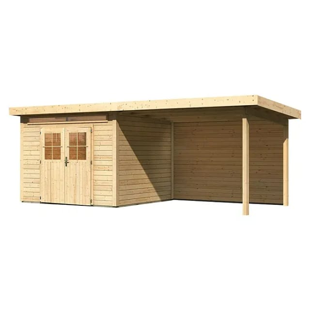 KARIBU Gartenhaus »Kandern«, Holz, BxHxT: 565 x 222 x 274 cm (Außenmaße inkl. Dachüberstand) - beige
