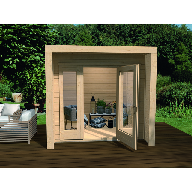 WEKA Gartenhaus »Design 263 Gr.1«, Holz, BxHxT: 245 x 227 x 235 cm (Außenmaße inkl. Dachüberstand) - beige