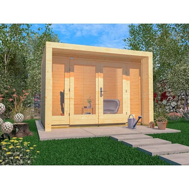 WEKA Gartenhaus »Design 263 Gr.2«, Holz, BxHxT: 305 x 227 x 235 cm (Außenmaße inkl. Dachüberstand) - beige
