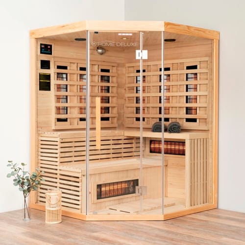 HOME DELUXE Infrarotkabine »Sahara XXL VSS«, für 4 Pers., Eckeinstieg, Vollspektrumstrahler - beige