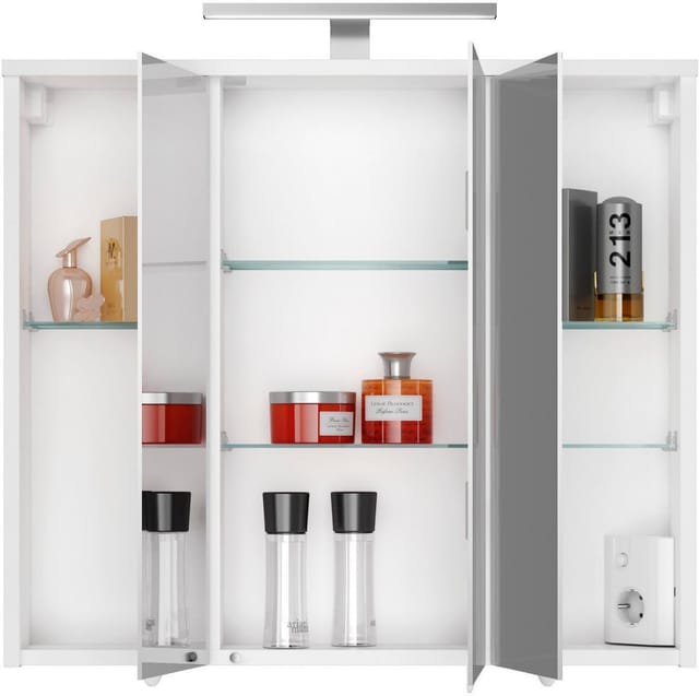 JOKEY Spiegelschrank, 3-türig, LED, BxH: 72,5 x 68,5 cm - weiss