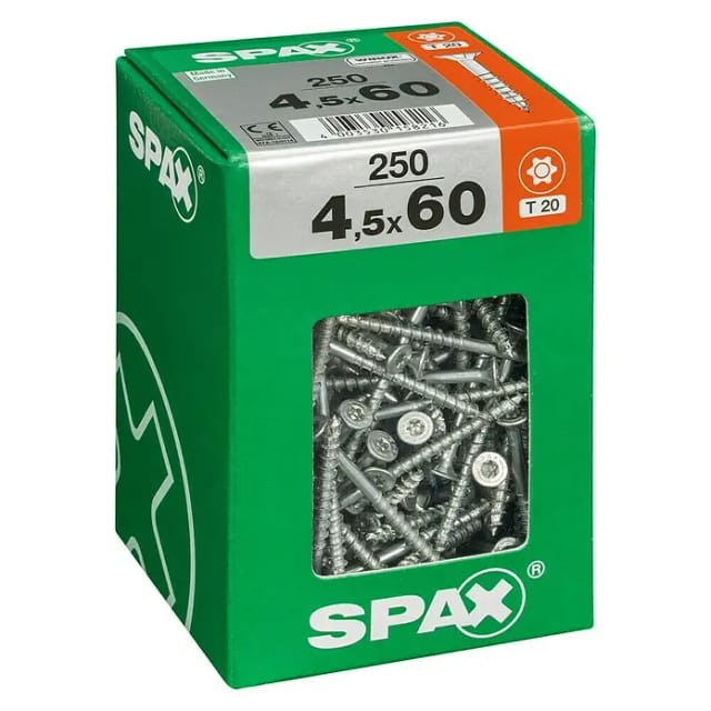 SPAX Universalschraube, 4,5 mm, Stahl, 250 Stk., TRX 4,5x60 XXL - silberfarben