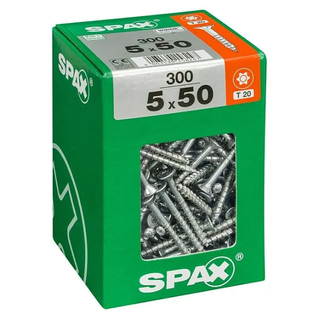 SPAX Universalschraube, 5 mm, Stahl, 300 Stk., TRX 5x50 XXL - silberfarben