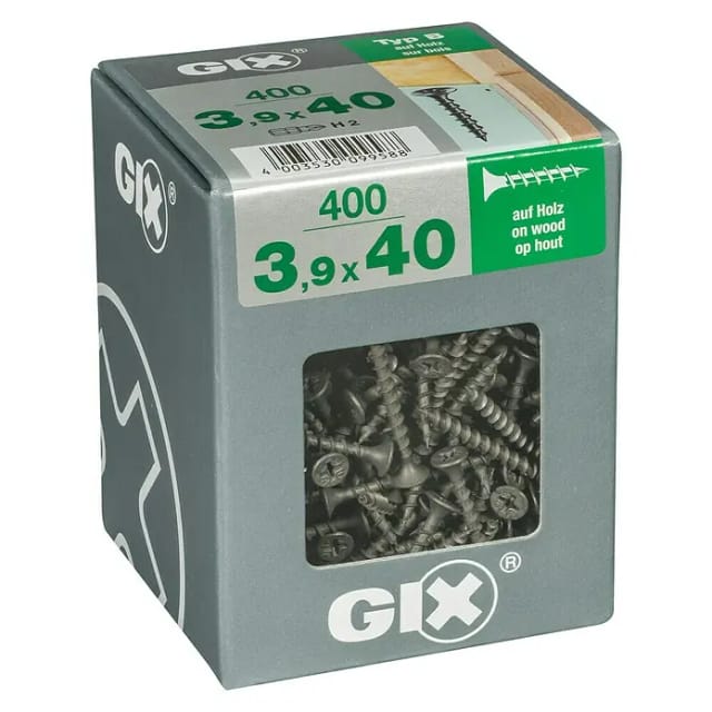 SPAX Grobgewindeschraube, 3,9 mm, Stahl, 400 Stk., GIX B 3,9x40 XL - silberfarben