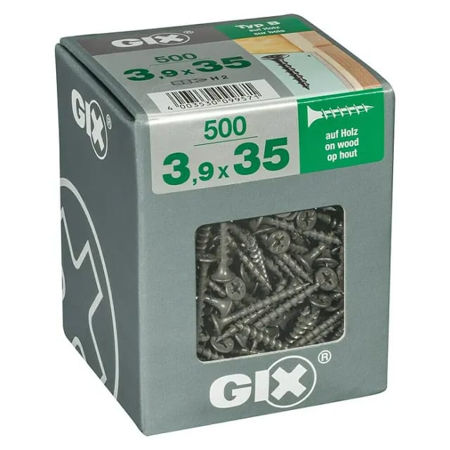 SPAX Grobgewindeschraube, 3,9 mm, Stahl, 500 Stk., GIX B 3,9x35 XL - silberfarben