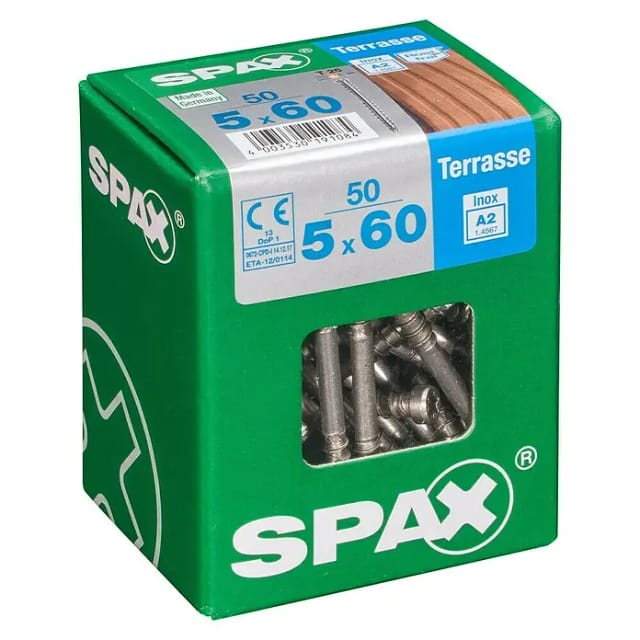 SPAX Terrassenschraube, T-STAR plus, 50 Stk., 5 x 60 mm - silberfarben