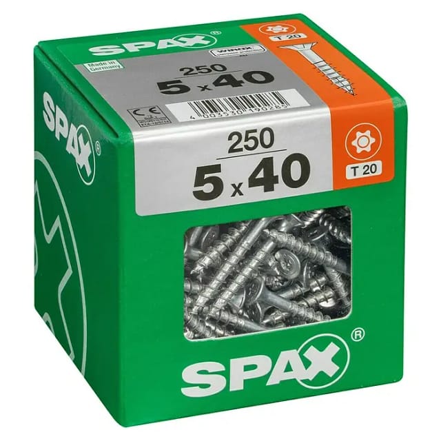 SPAX Universalschraube, 5 mm, Stahl, 250 Stk., TRX 5x40 XXL - silberfarben