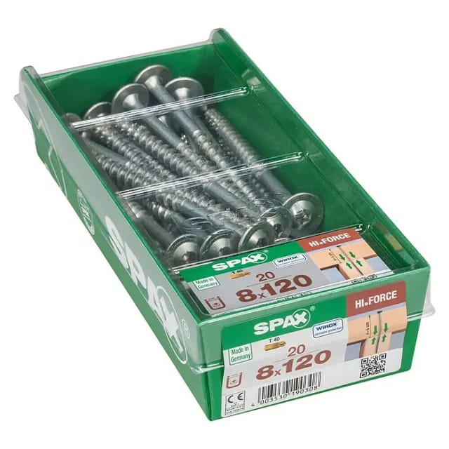 SPAX Tellerkopfschraube, HI.Force, 8 mm, Stahl, 20 Stk., 8 x 120 mm - silberfarben
