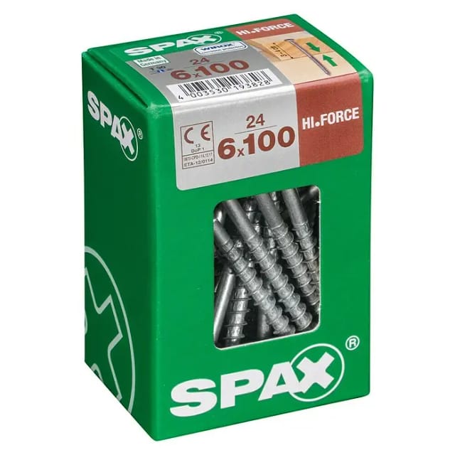 SPAX Holzbauschraube, 6 mm, Stahl, 24 Stk., HI.FORCE 6X100 L - silberfarben