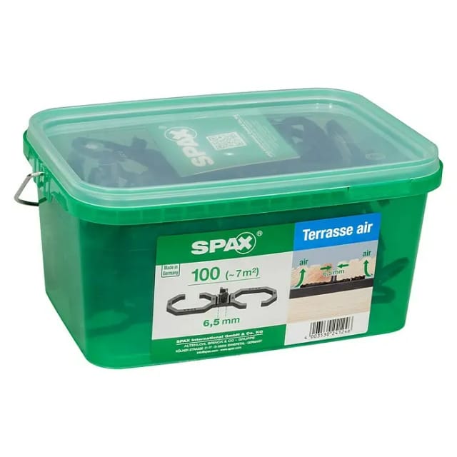 SPAX Abstandhalter für Dielen, Air 6,5, LxBxH: 9 x 2,8 x 0,4 cm, Schwarz, Kunststoff