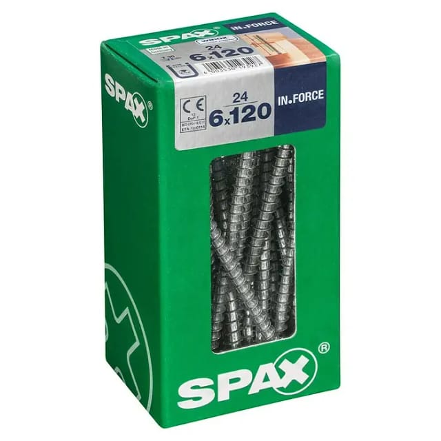 SPAX Holzbauschraube, 6 mm, Stahl, 24 Stk., IN.FORCE 6X120 L - silberfarben