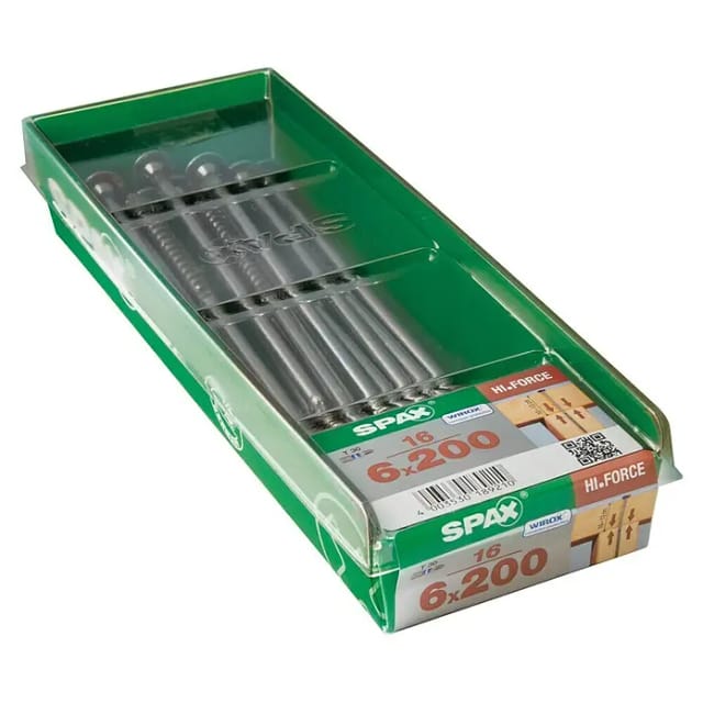 SPAX Holzbauschraube, 6 mm, Stahl, 16 Stk., HI.FORCE 6x200 M - silberfarben
