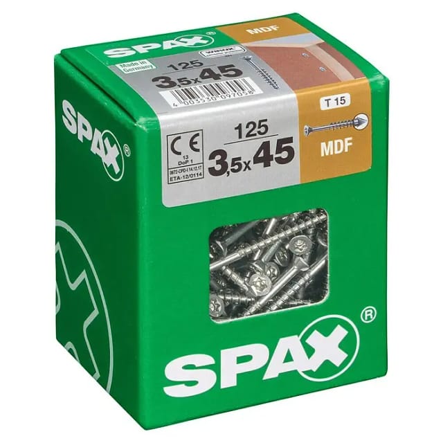 SPAX Faserplattenschraube, T-STAR plus, 125 Stk., 3,5 x 45 mm - silberfarben