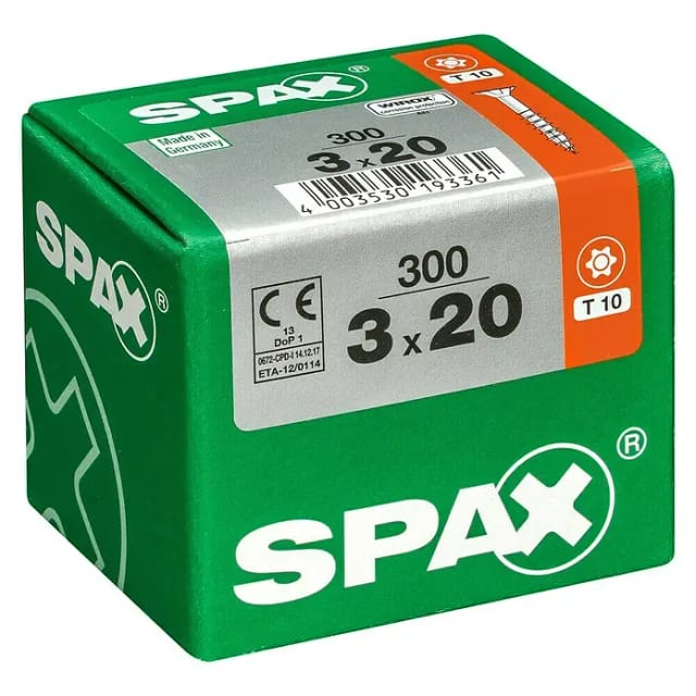 SPAX Universalschraube, T-STAR plus, 300 Stk., 3 x 20 mm - silberfarben
