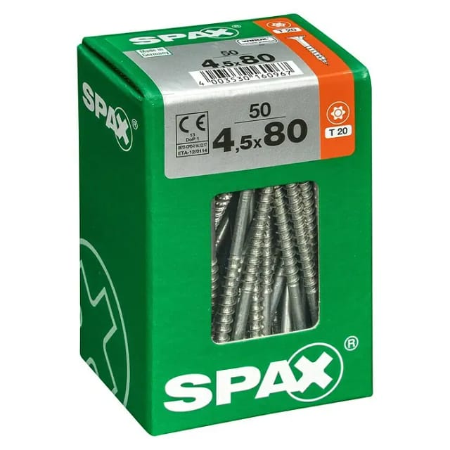 SPAX Universalschraube, 4,5 mm, Stahl, 50 Stk., TRX 4,5x80 L - silberfarben