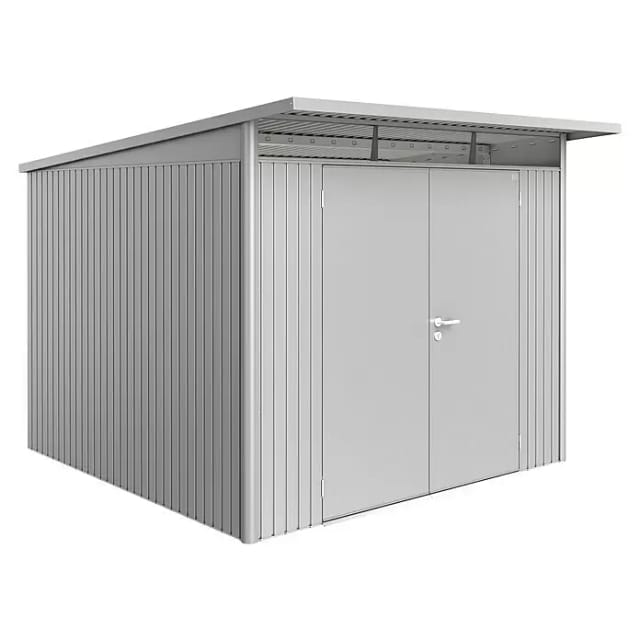 BIOHORT Gerätehaus »AvantGarde®«, Stahl, BxHxT: 257 x 217 x 257 cm (Außenmaße inkl. Dachüberstand) - silberfarben