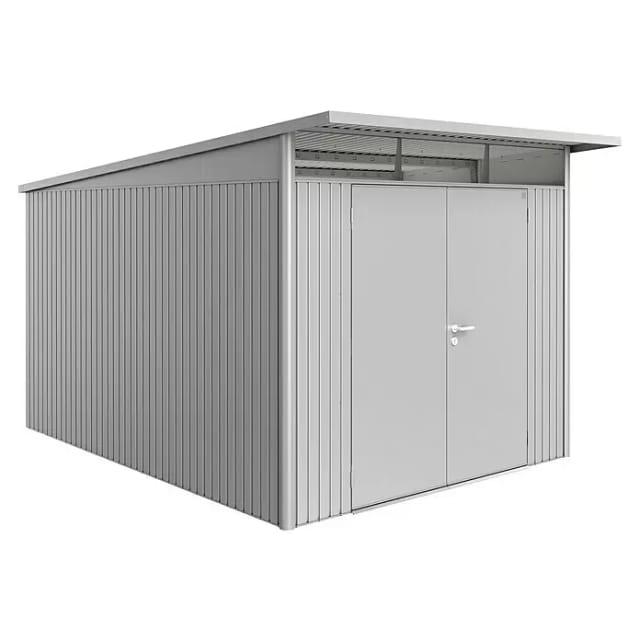 BIOHORT Gerätehaus »AvantGarde®«, Stahl, BxHxT: 257 x 222 x 337 cm (Außenmaße inkl. Dachüberstand) - silberfarben