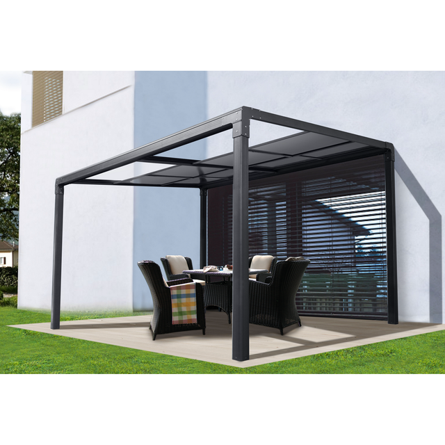 FLORAWORLD Terrassenüberdachung Schiebedach: Kunststoff, Breite: 392 cm, anthrazit - grau