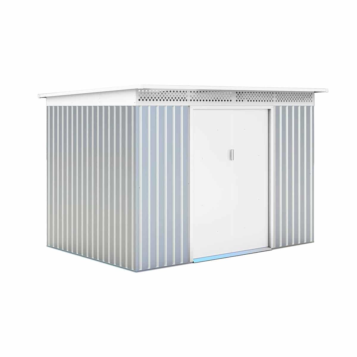 Gartenhaus Aus Metall Gardiun London 5,71 M² Außenfläche 206x277x187 Cm Verzinkter Stahl Silver/weiß
