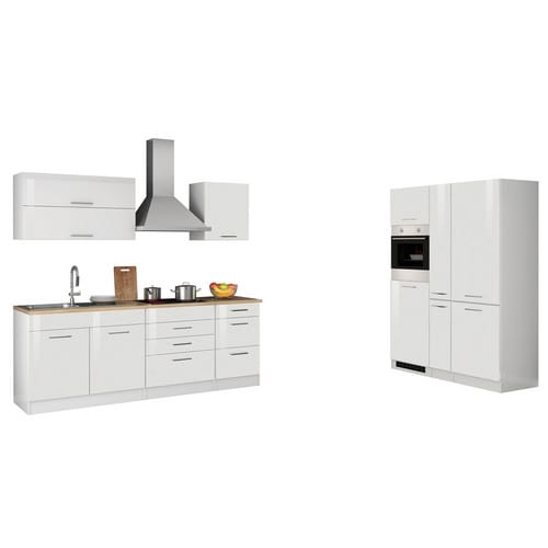 HELD MÖBEL Küchenzeile »Mailand«, mit E-Geräten, Gesamtbreite: 380 cm - weiss